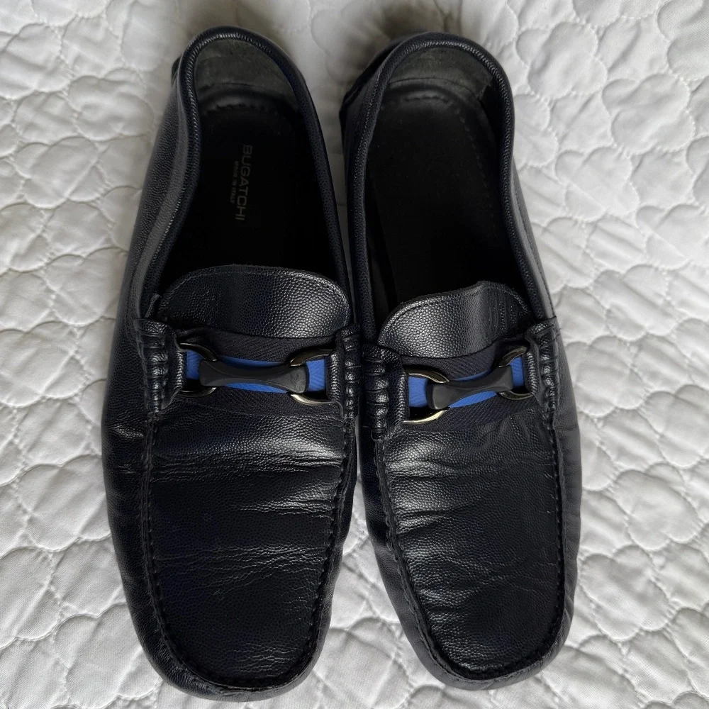 BUGATCHI Potenza Bit‎ Leather Driver Shoes Made in Italy Size 10.5